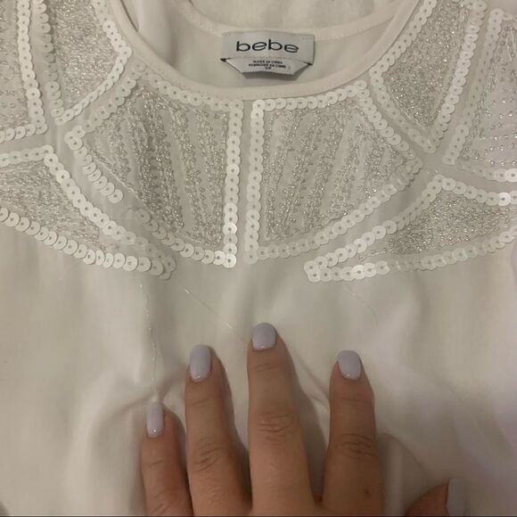 Bebe white sequin mini Dress - Picture 8 of 8
